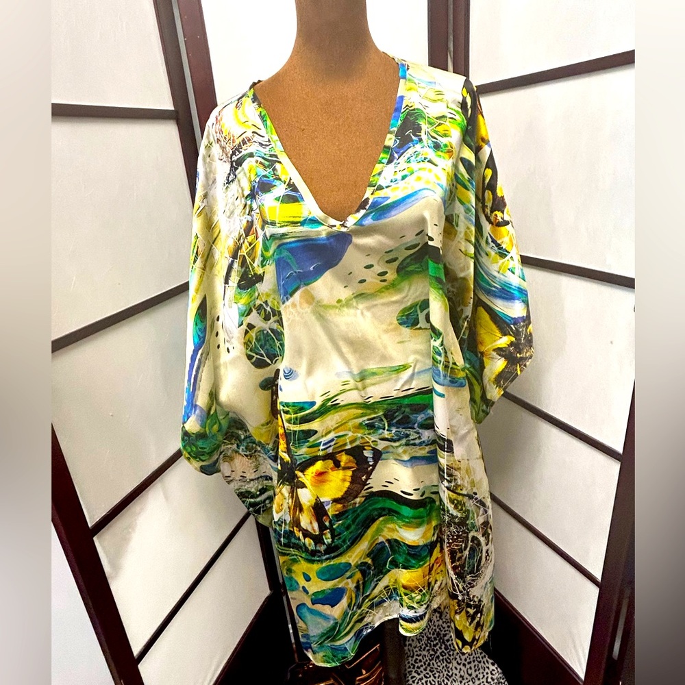 Caryna Nina Couture, designer dress cover-up or tunic, one of a kind butterflies